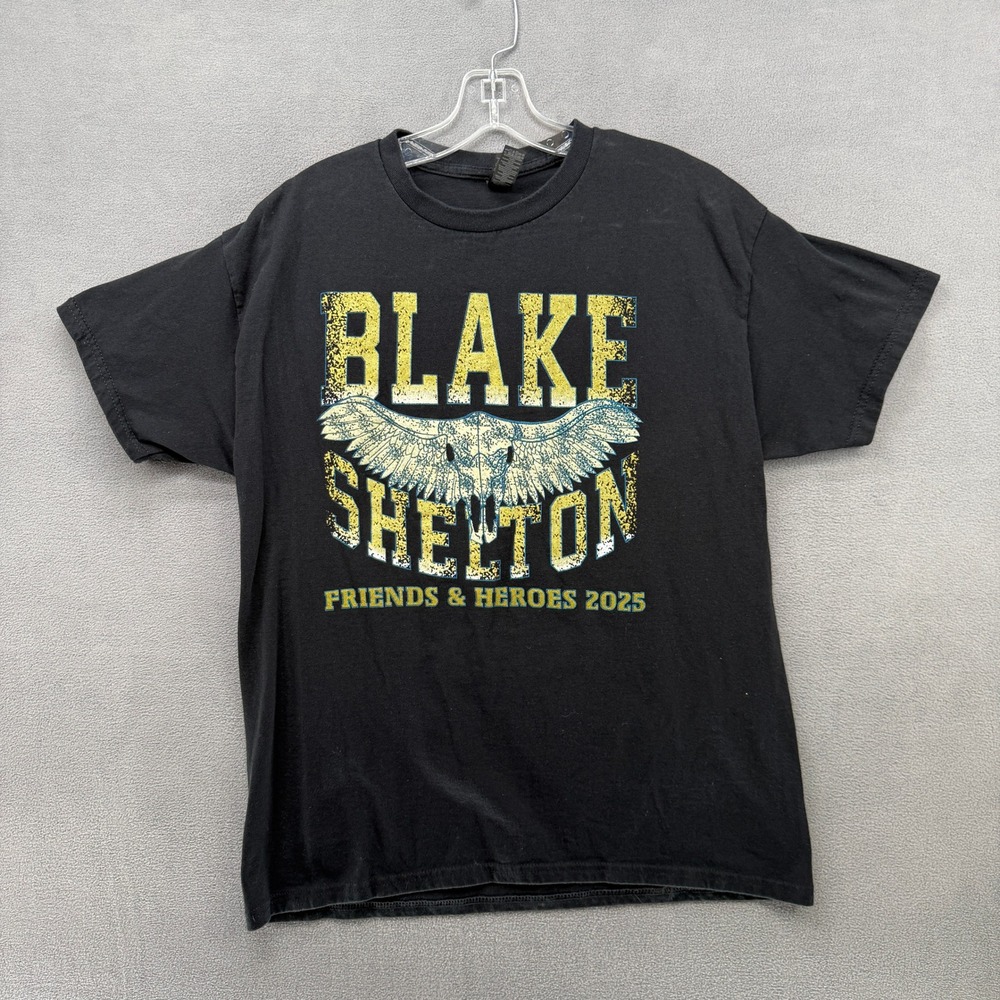 Blake Shelton T-Shirt Friends & Heroes 2025 Tour Adult Large Black Concert Tee